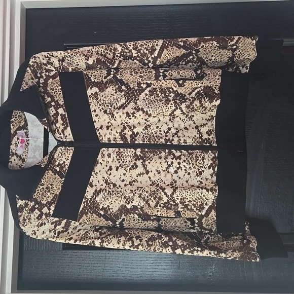 Buddy Love Vonn Elastic Track Jacket In Slither Brown & Black Snake Print Size M - Picture 4 of 13